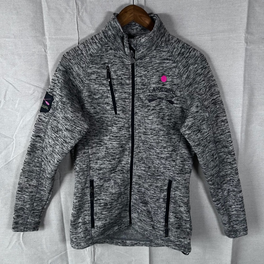 Lakegirl Womens Gray Heathered Full‎ Zip Fleece Jacket Women's Small Outdoor